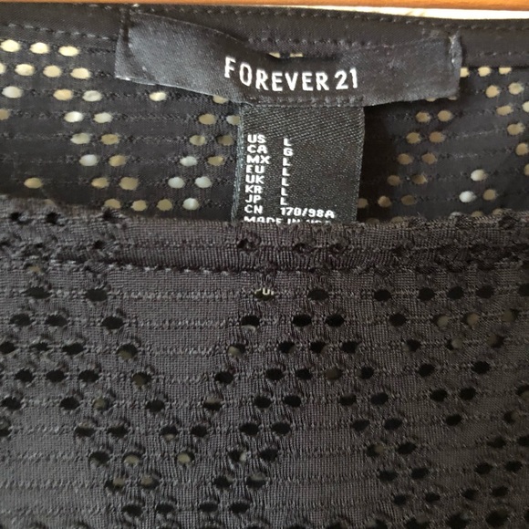 Forever 21 Black 3/4 Sleeved Crop, See Thru- Style - Picture 3 of 4